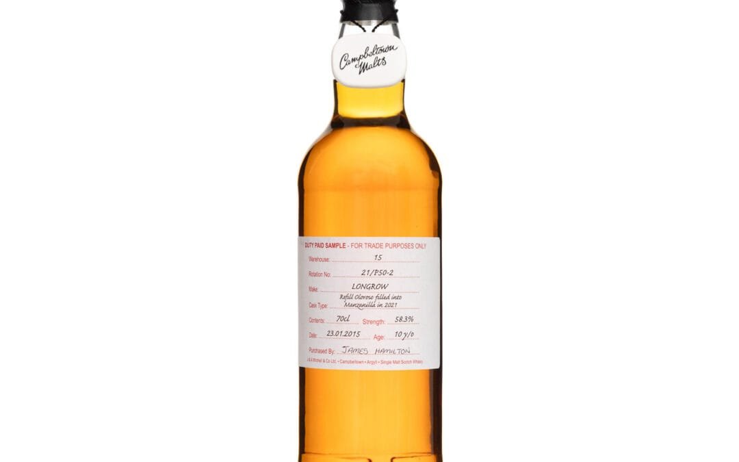 Longrow 10 Year Old 2015 Refill Oloroso Filled Into Manzanilla in 2021 – Duty Paid Sample 58.3%