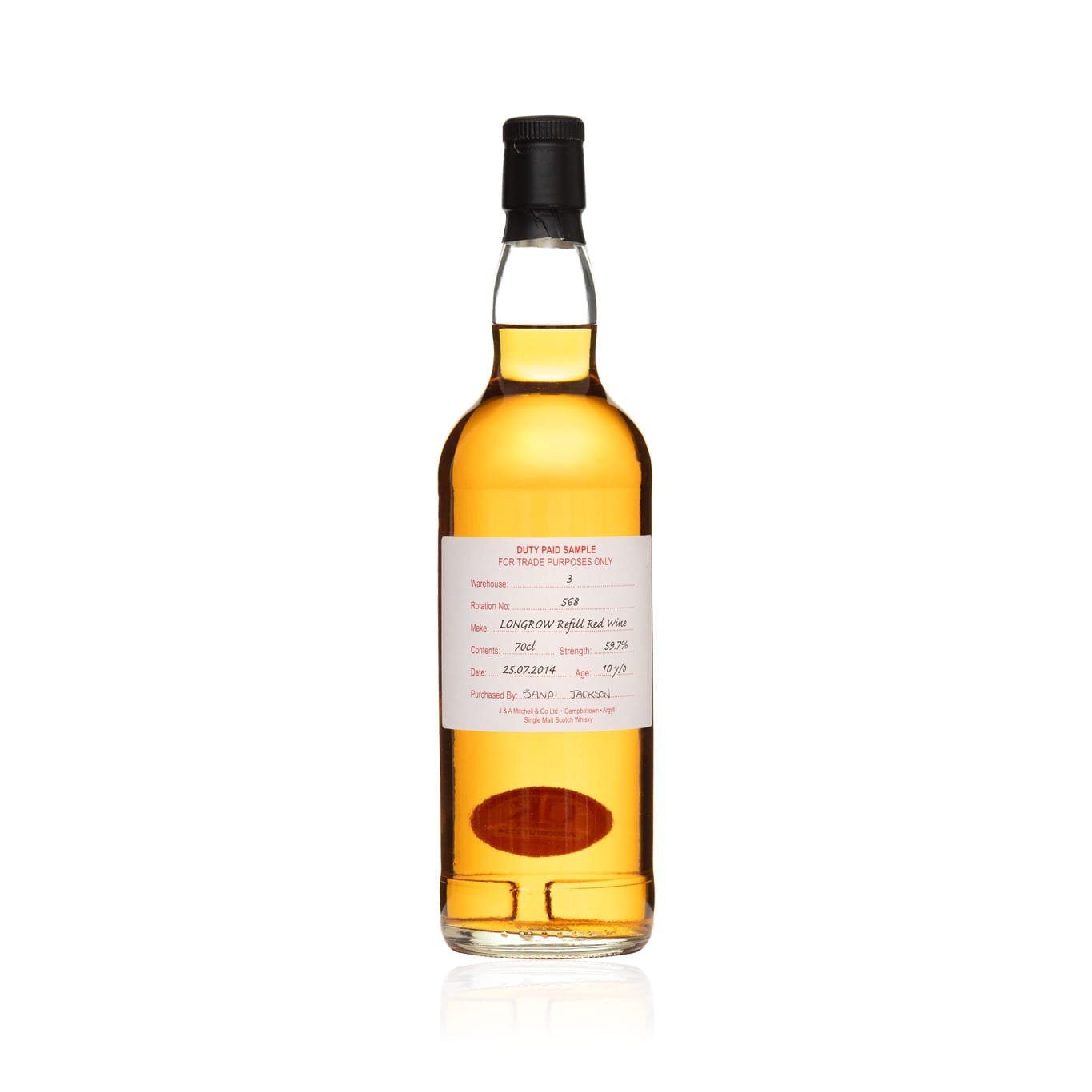 Longrow 10 Year Old Refill Red Wine - Duty Paid Sample 59.7%