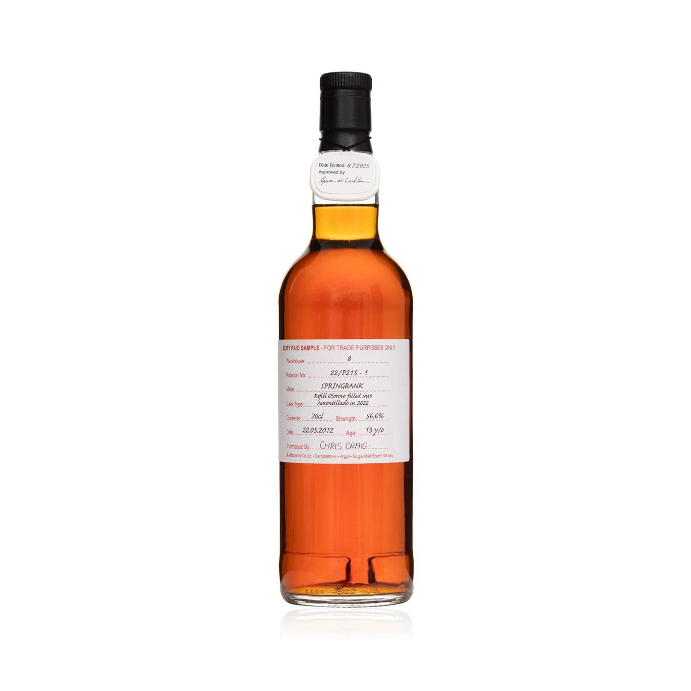 Springbank 13 Year Old 2012 Refill Oloroso Filled Into Amontillado In 2022 - Duty Paid Sample 56.6%