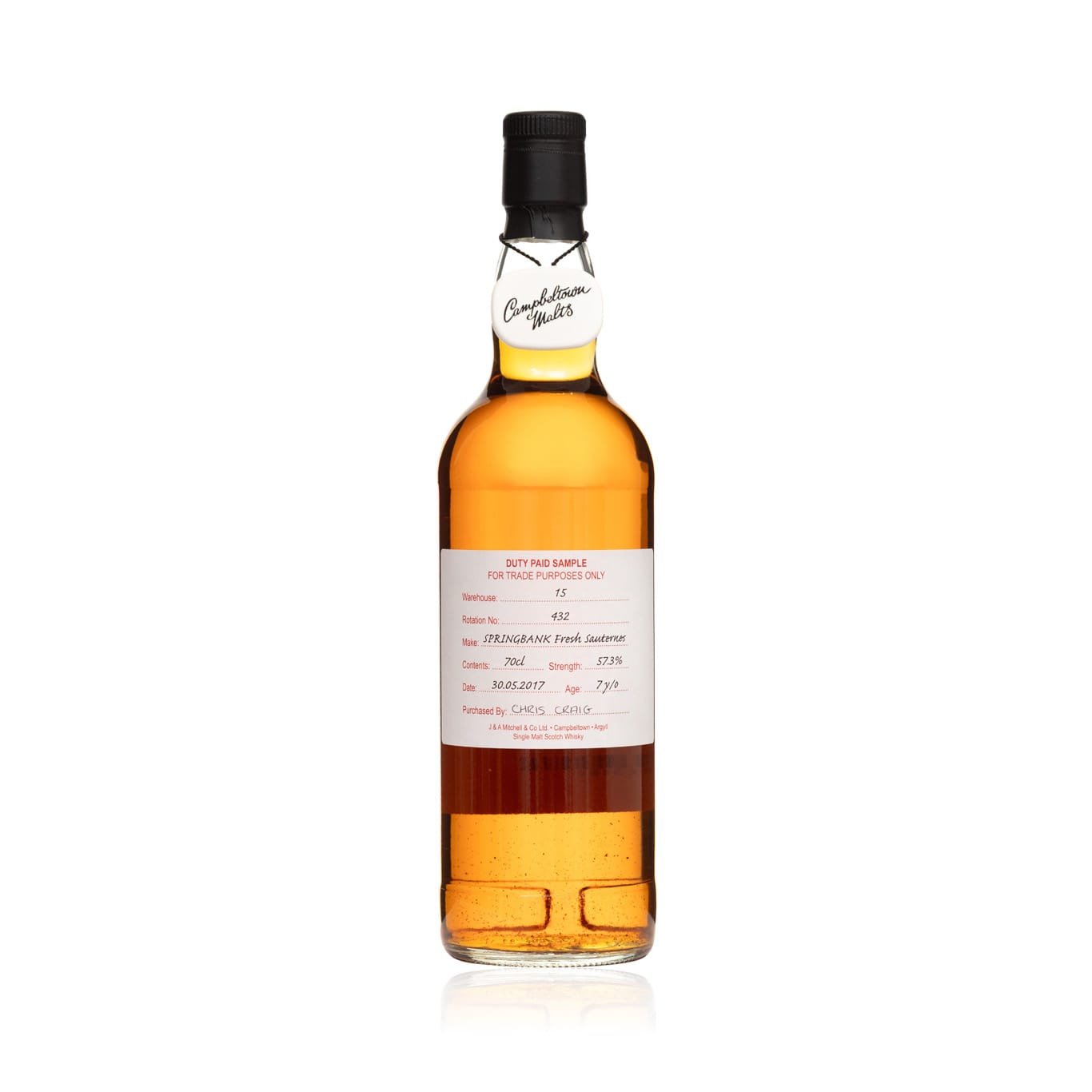 Springbank 7 Year Old 2017 (Fresh Sauternes) - Duty Paid Sample 57.3%