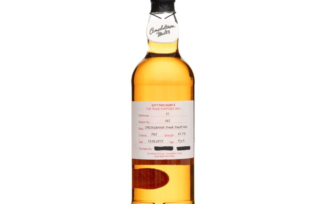 Springbank 9 Year Old 2015 (Fresh Pinot Noir) – Duty Paid Sample 61.1%