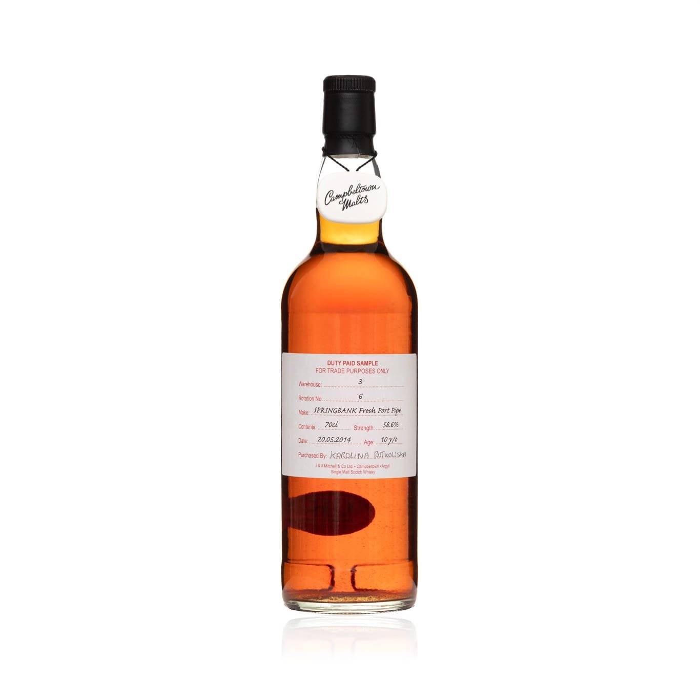 Springbank Fresh Port Pipe 10 Year Old 2014 - Duty Paid Sample 58.6%