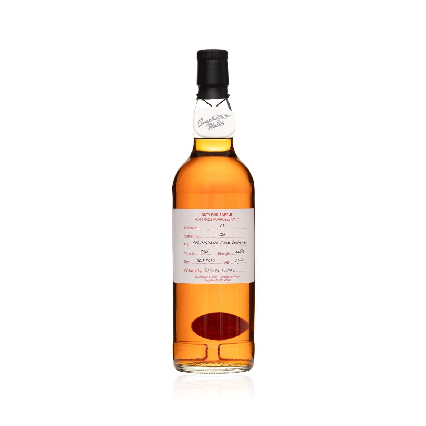 Springbank – 7 Year Old (2017) Fresh Sauternes – Duty Paid Sample 58.6%